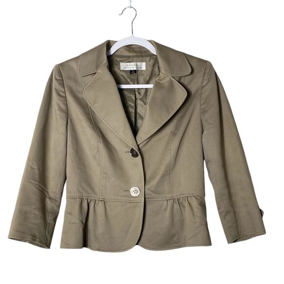 Tahari Arthur S. Levine Beige Peplum Career Blazer Coat Women's Size 6 - Picture 1 of 16